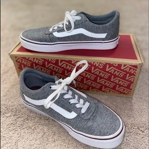 Size 7.5 women’s Vans. Grey with maroon accents